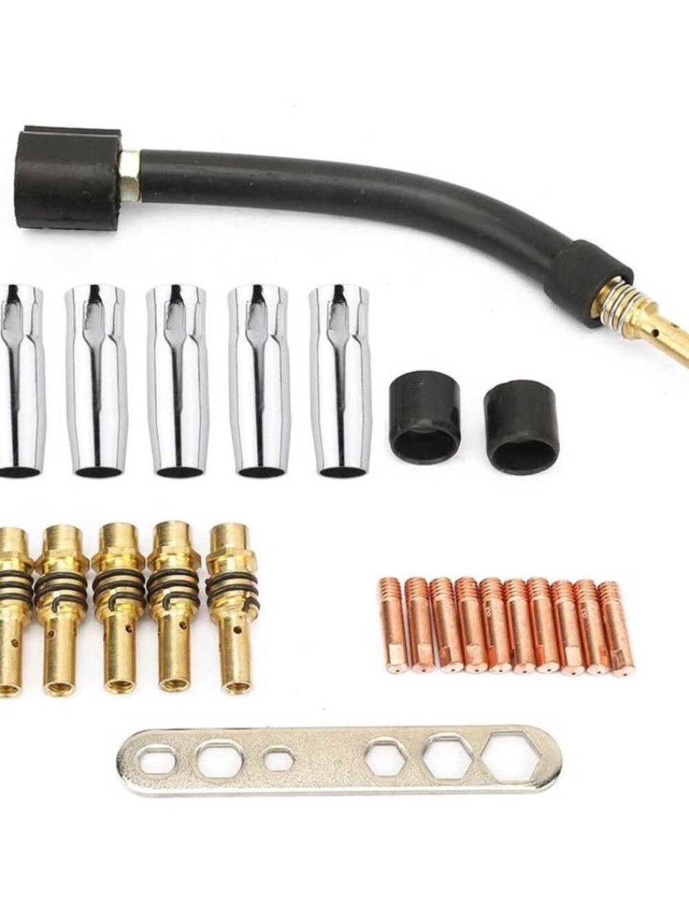 24pcs Welding Torch Parts Tip Gas Nozzle Tip Holder Swan Neck